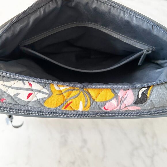 Vera Bradley Coastal Paradise Crossbody Bag Purse & Matching Wallet Grey Floral - Picture 7 of 9